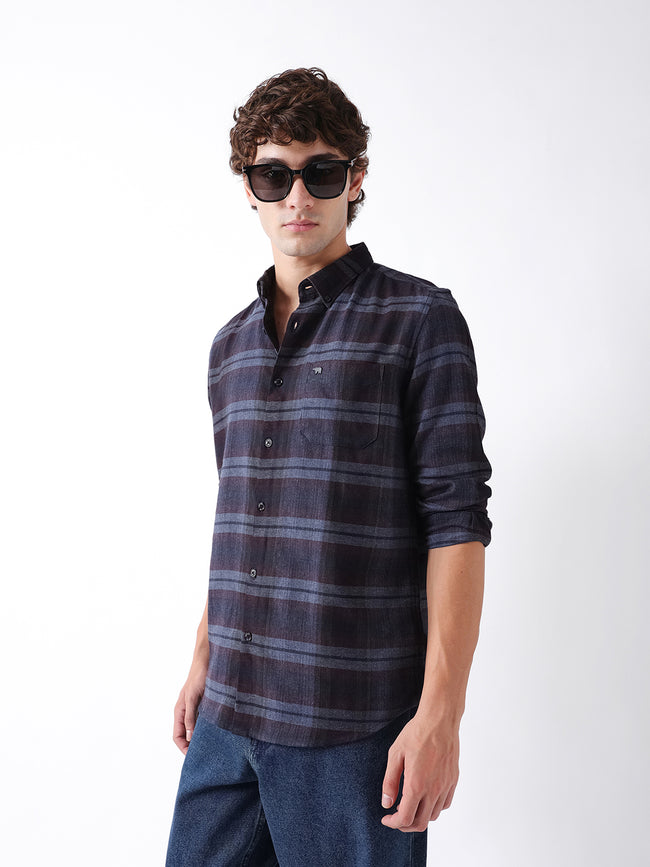Men Blue Checked Shirt