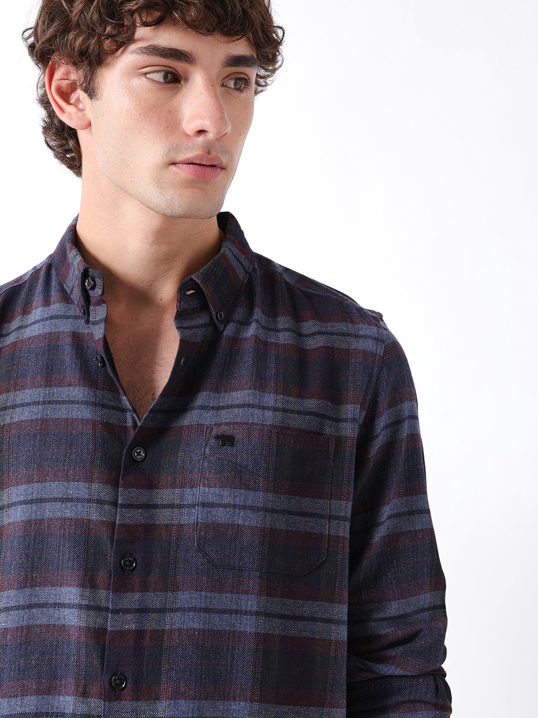 Men Blue Checked Shirt