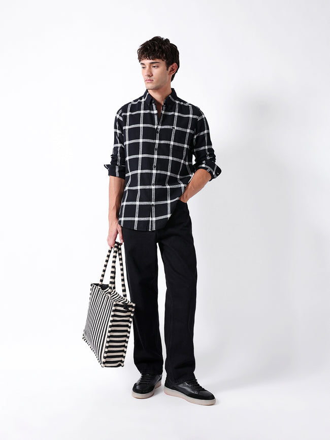 Men Black Checked Shirt