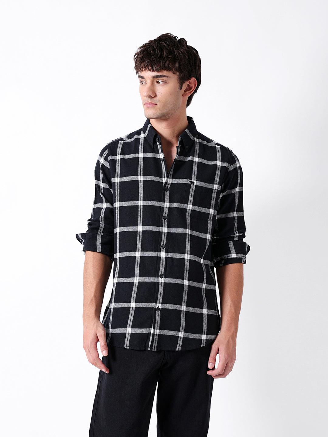 Men Black Checked Shirt
