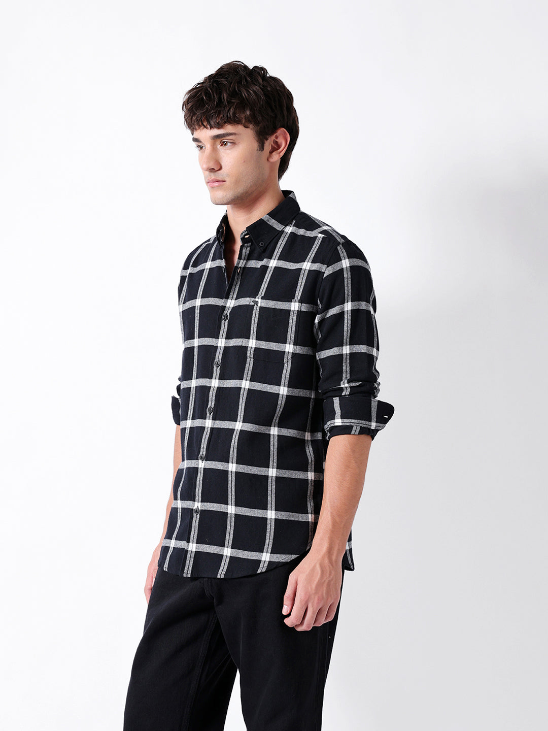 Men Black Checked Shirt