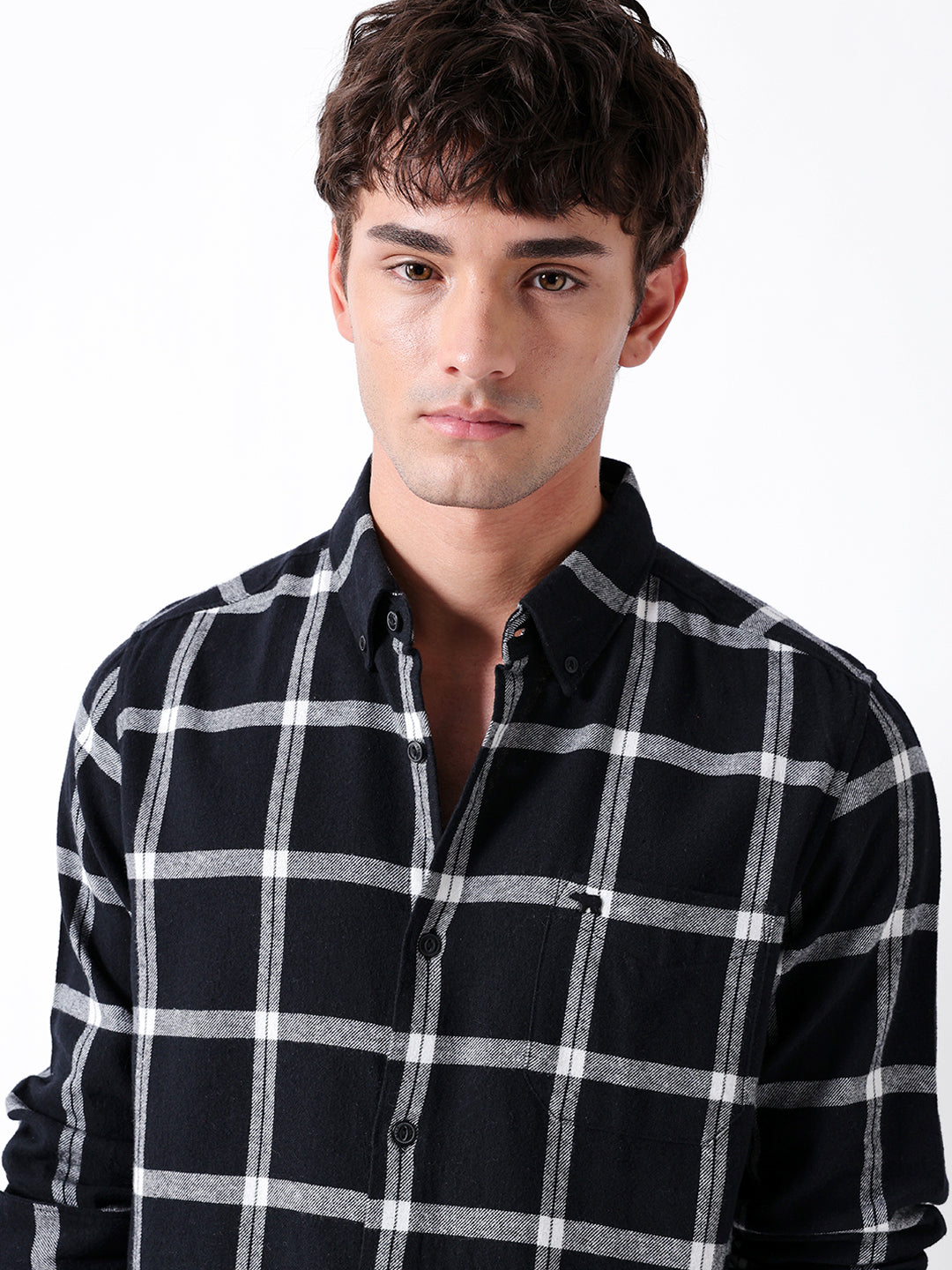 Men Black Checked Shirt