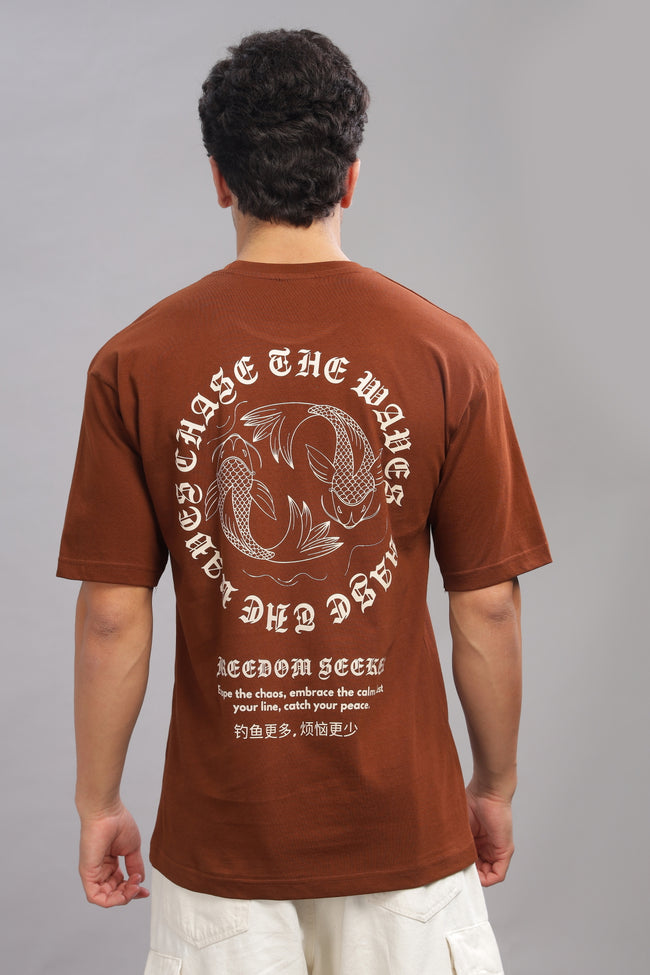 Men Brown Oversized T-Shirt