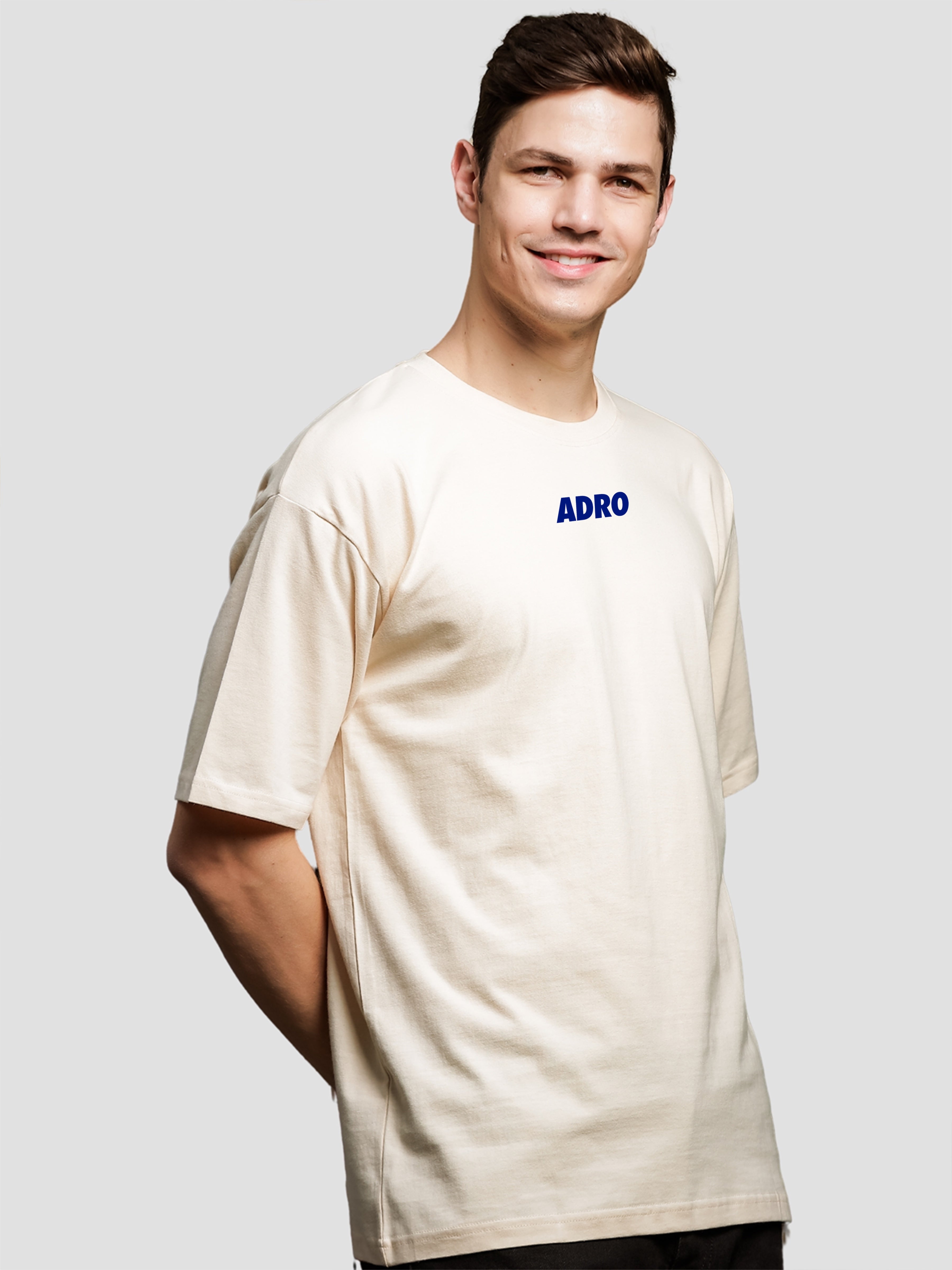 Men Beige Oversized T-Shirt