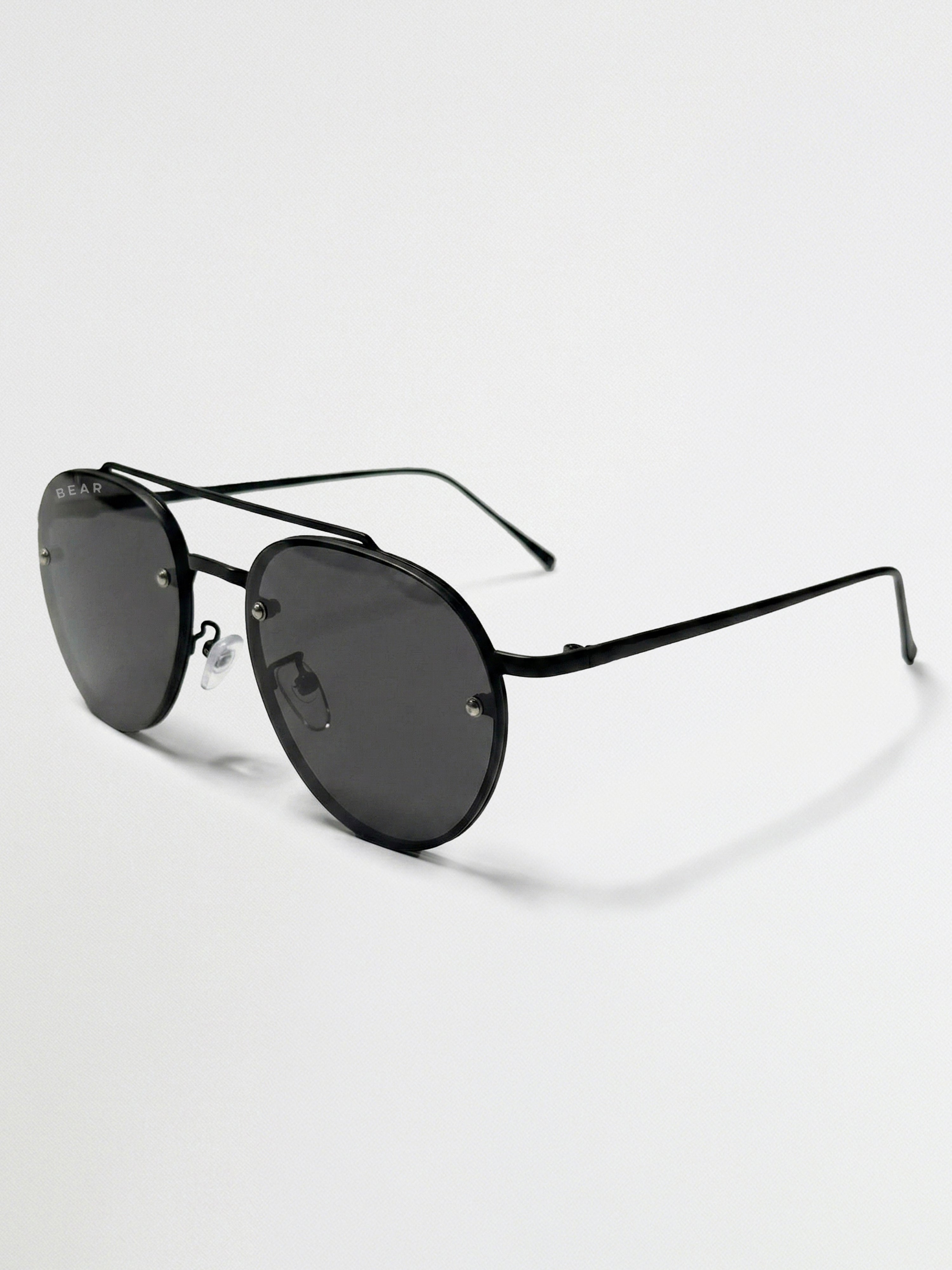 Men Round Full-Rim Sunglasses with Matte Black Frame and Smoke Purple Gradient UV Lenses