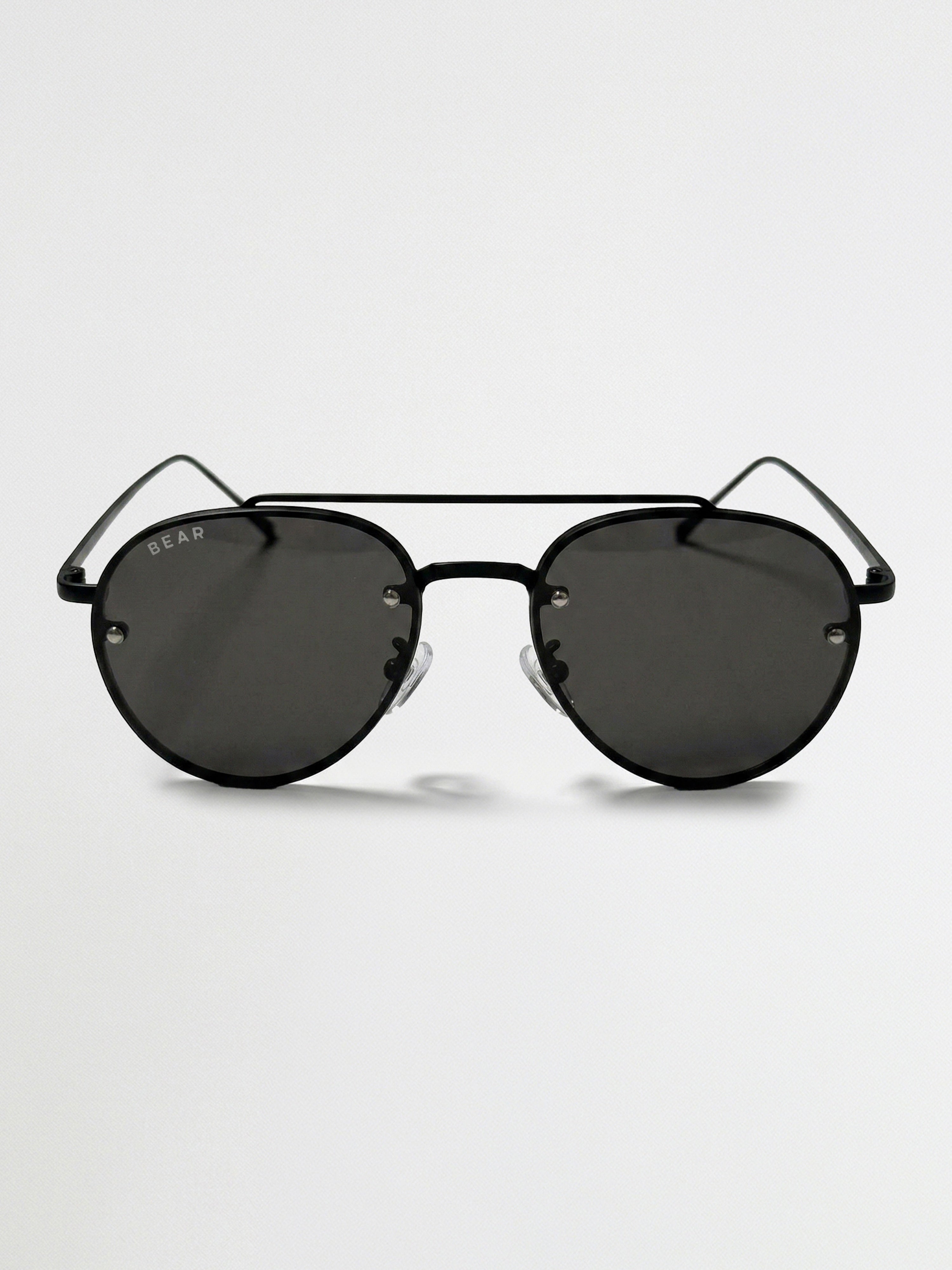 Men Round Full-Rim Sunglasses with Matte Black Frame and Smoke Purple Gradient UV Lenses