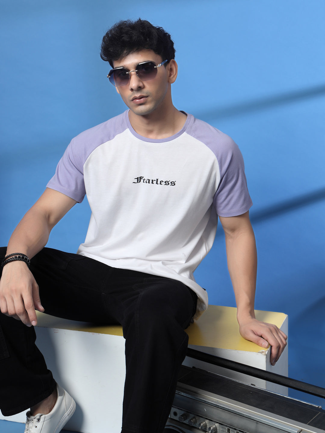 Men White Typography Oversized T-Shirt
