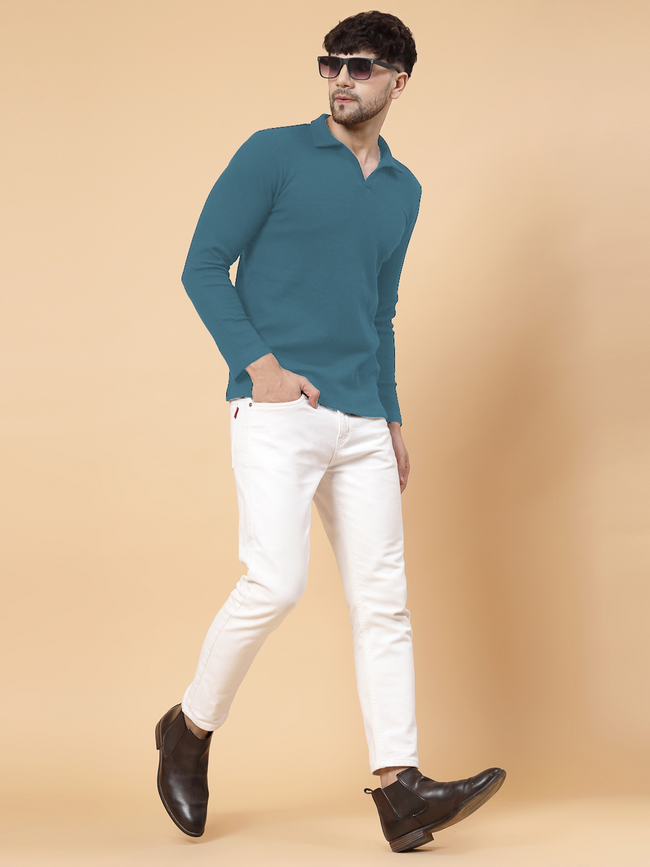 Men Teal Waffle T-shirt