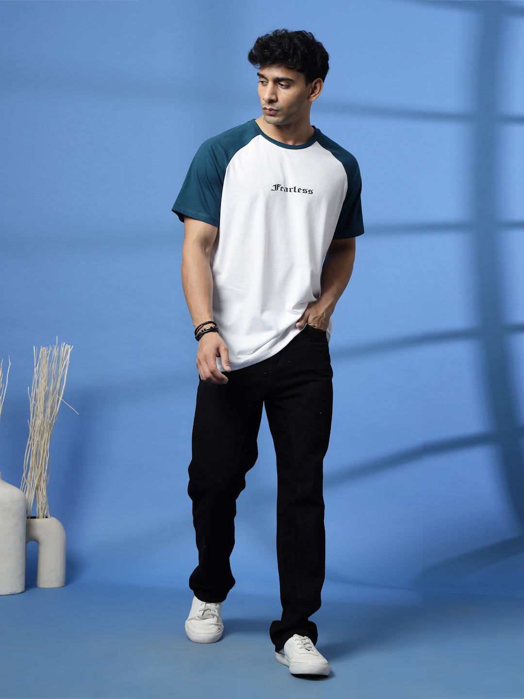 Men White Typography Oversized T-Shirt