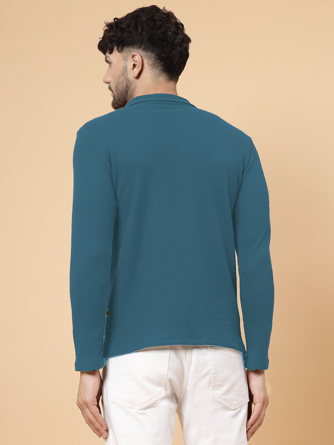 Men Teal Waffle T-shirt