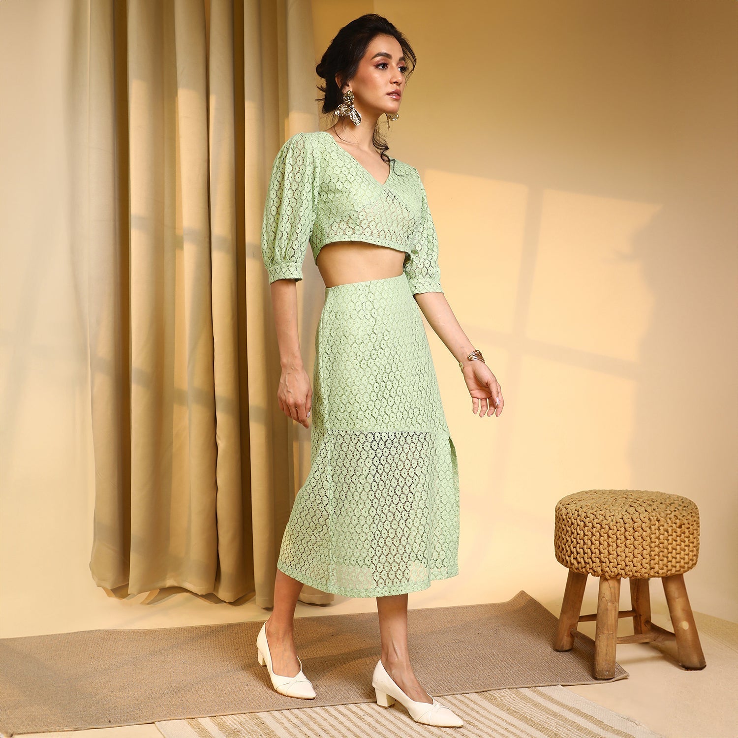 Women Green Ditsy Floral Co-Ord Set