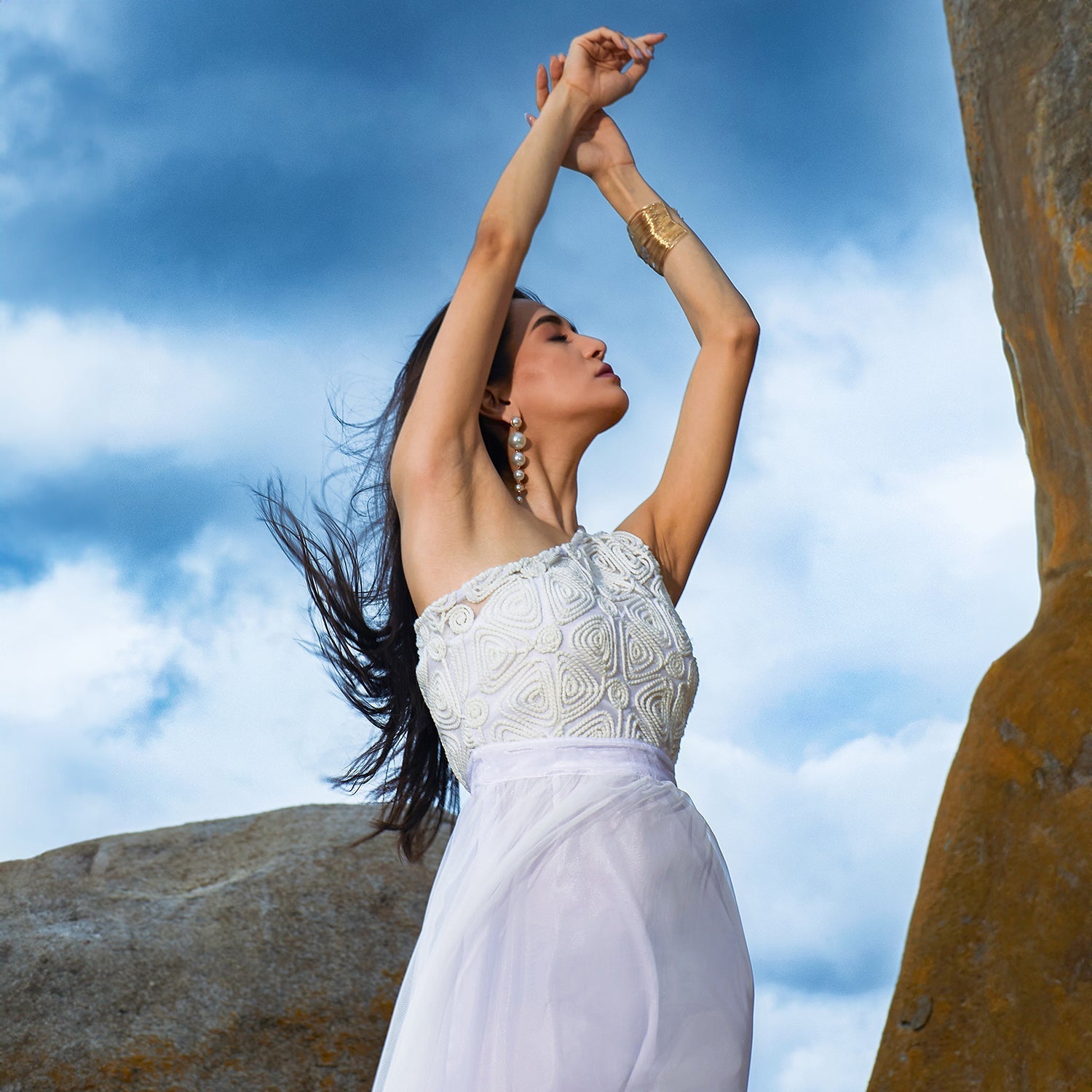 Women White Coil Maxi Dress