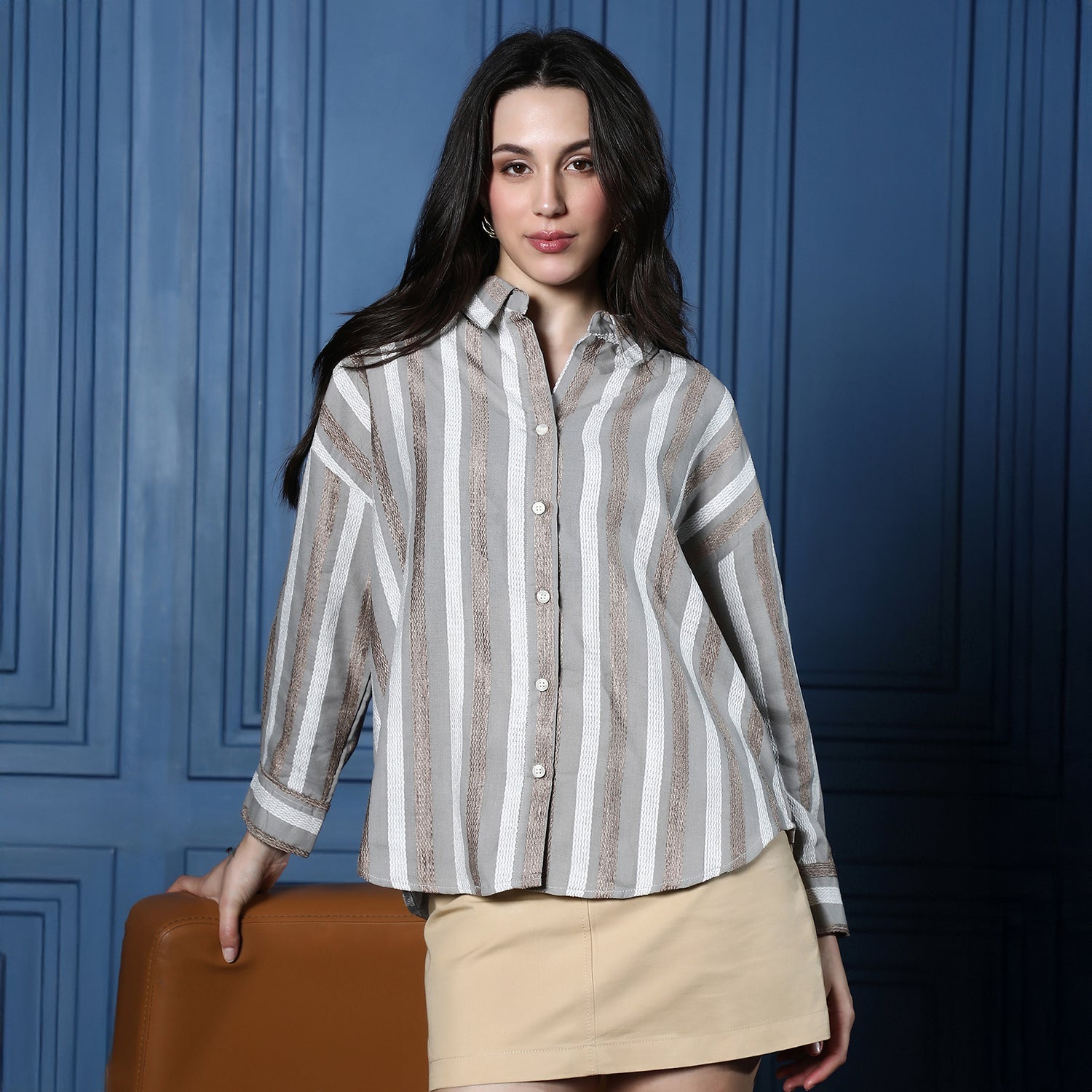 Women Multi Jacquard Oversized Shirt