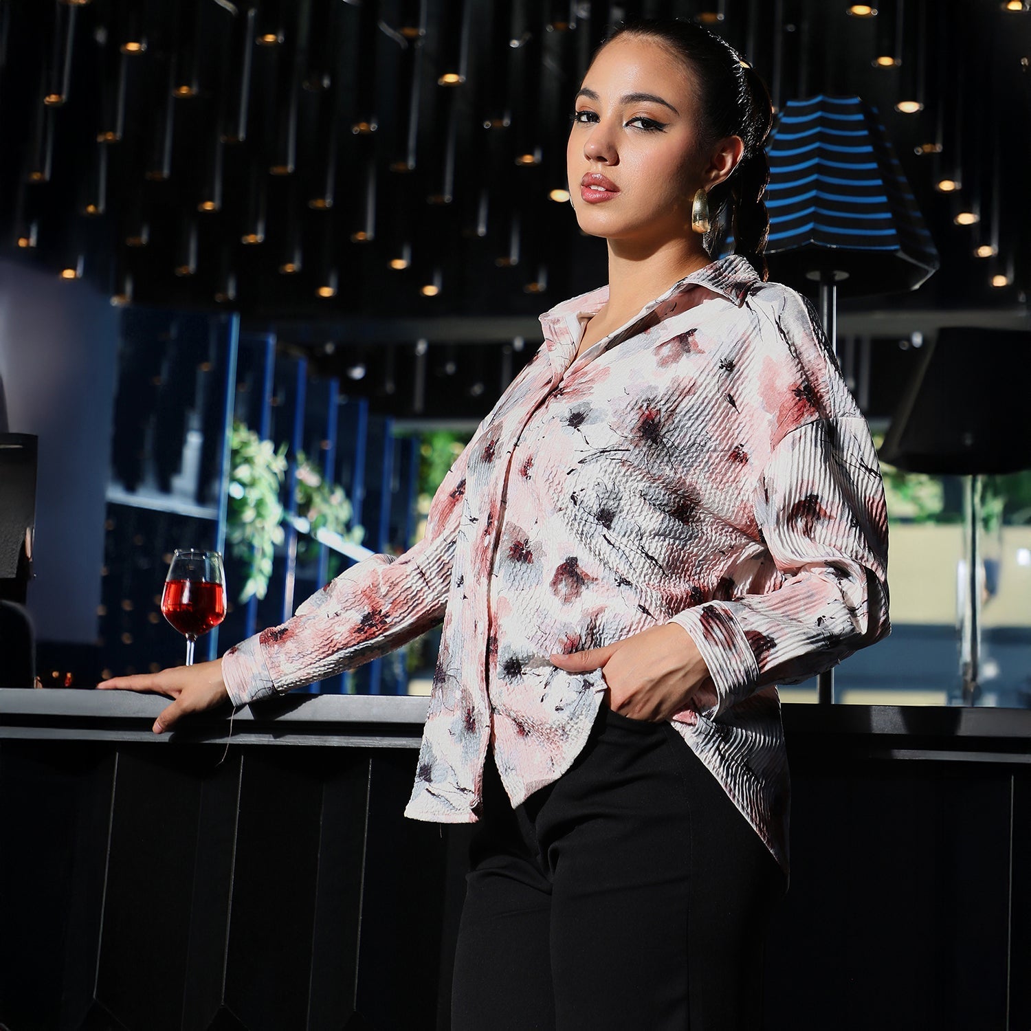 Women White Textured Oversized Shirt