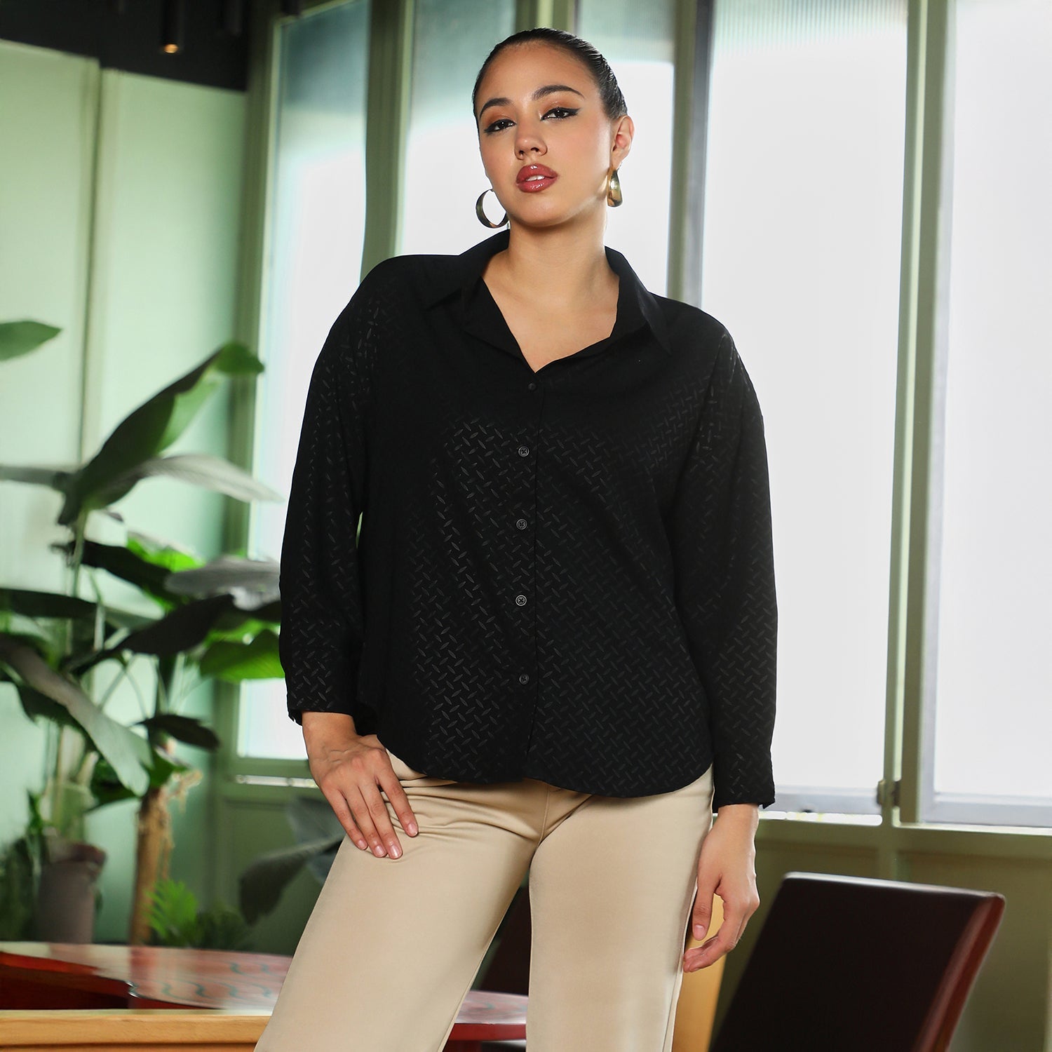 Women Black Oversized Shirt