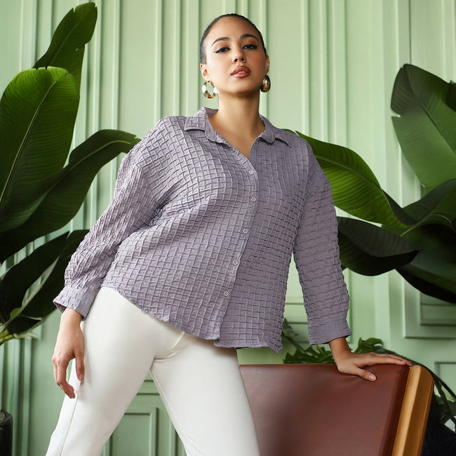 Women Grey Oversized Shirt