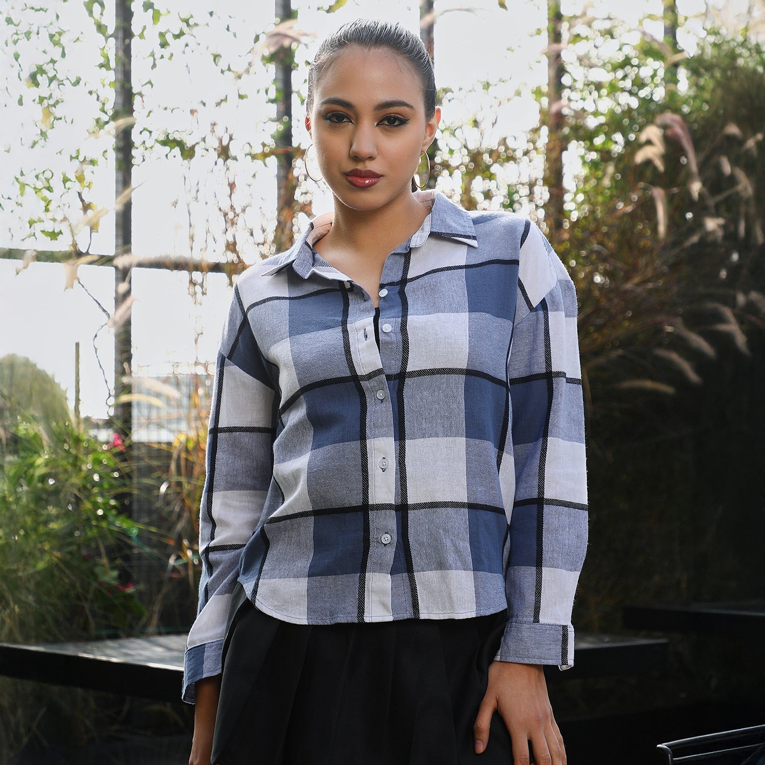Women Blue Oversized Shirt