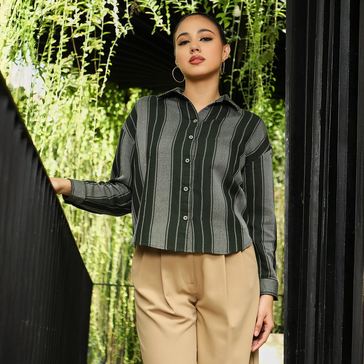 Women Green Oversized Shirt