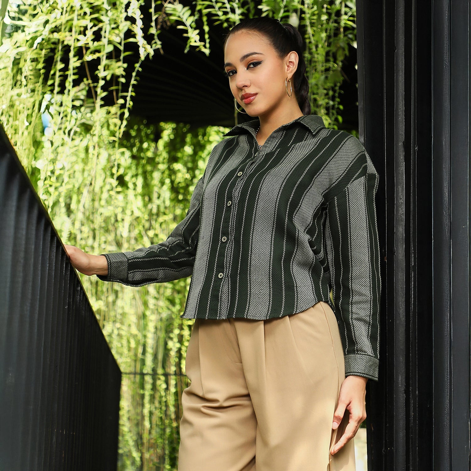 Women Green Oversized Shirt
