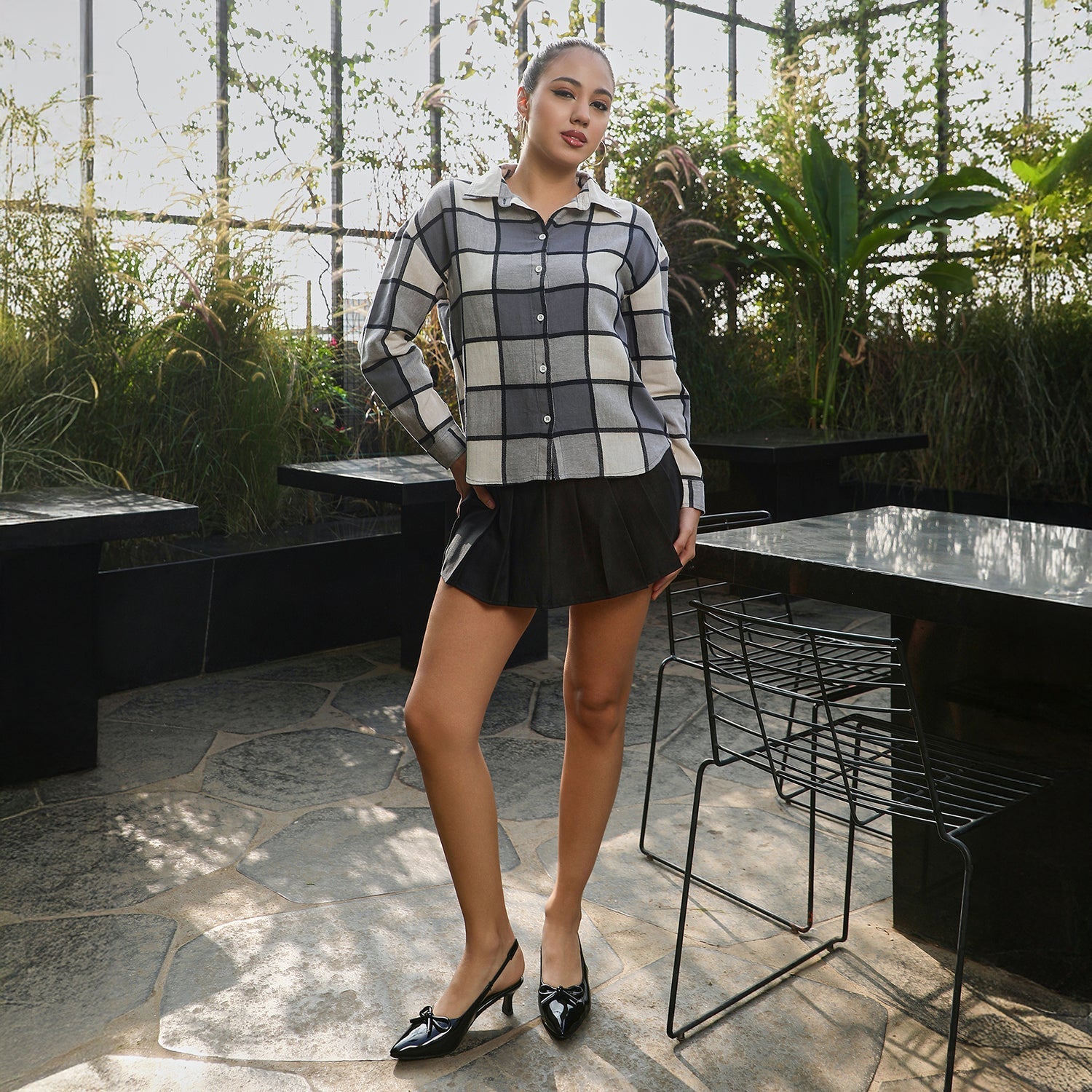 Women Grey Outlined-Buffalo Oversized Shirt