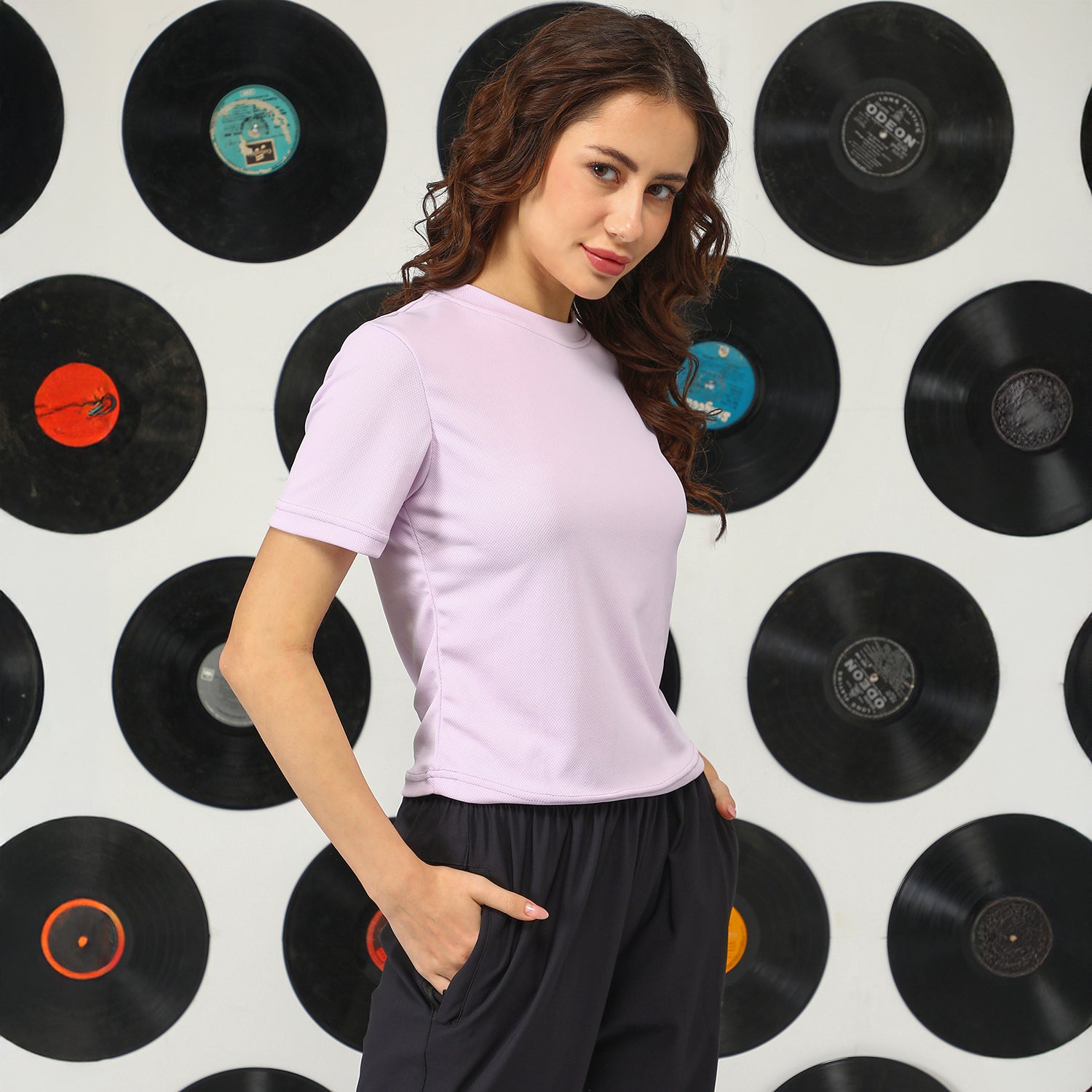 Women Purple Solid Regular Tee