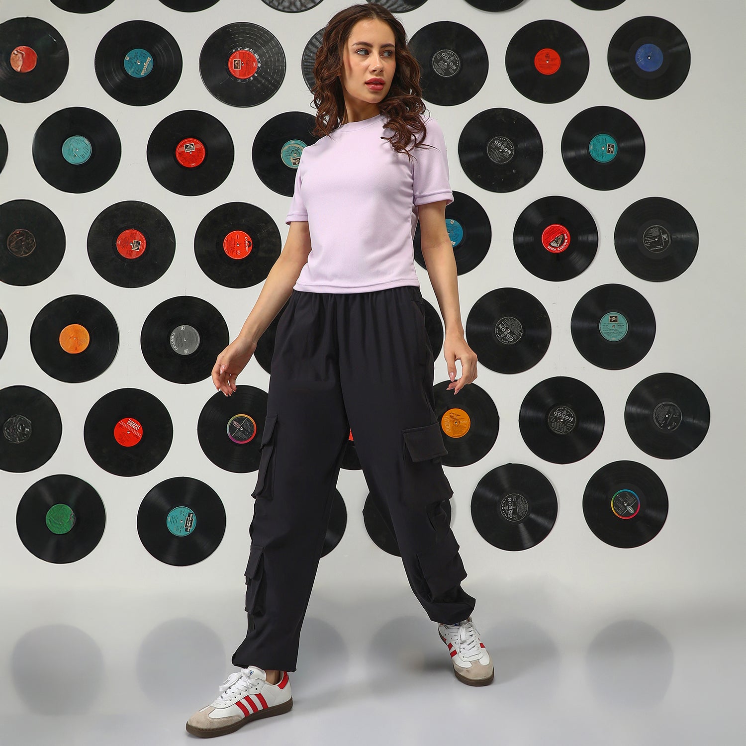 Women Purple Solid Regular Tee