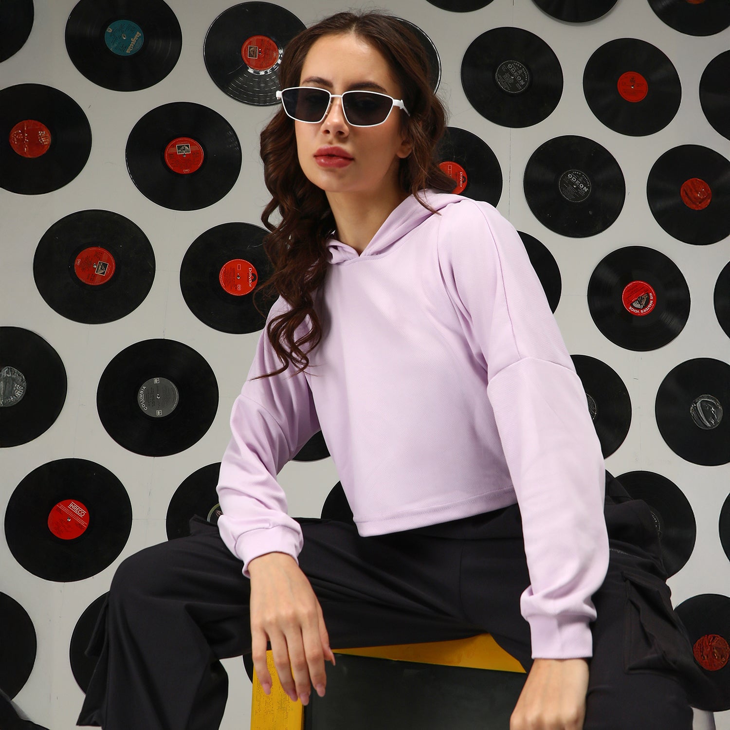 Women Purple Solid Regular Hoodie