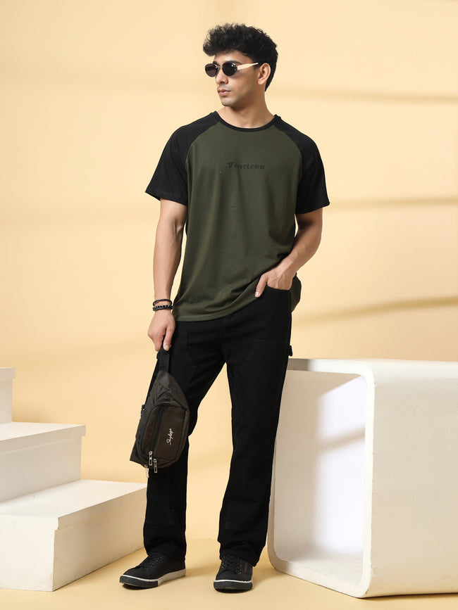 Men Green Typography Oversized T-Shirt