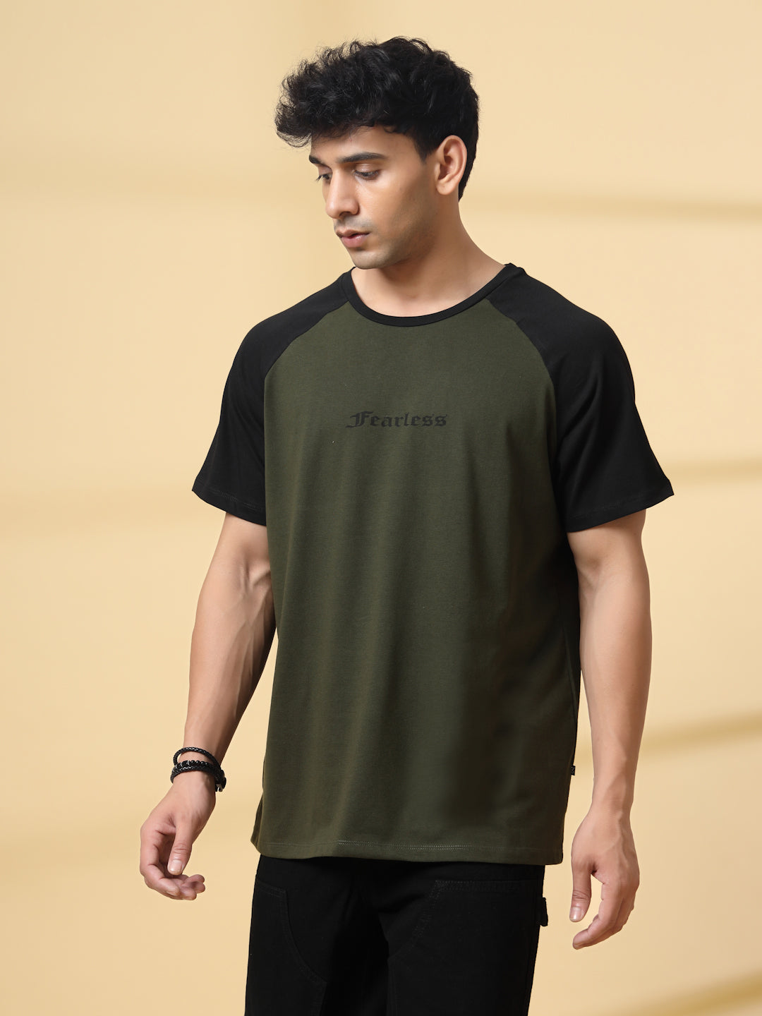 Men Green Typography Oversized T-Shirt