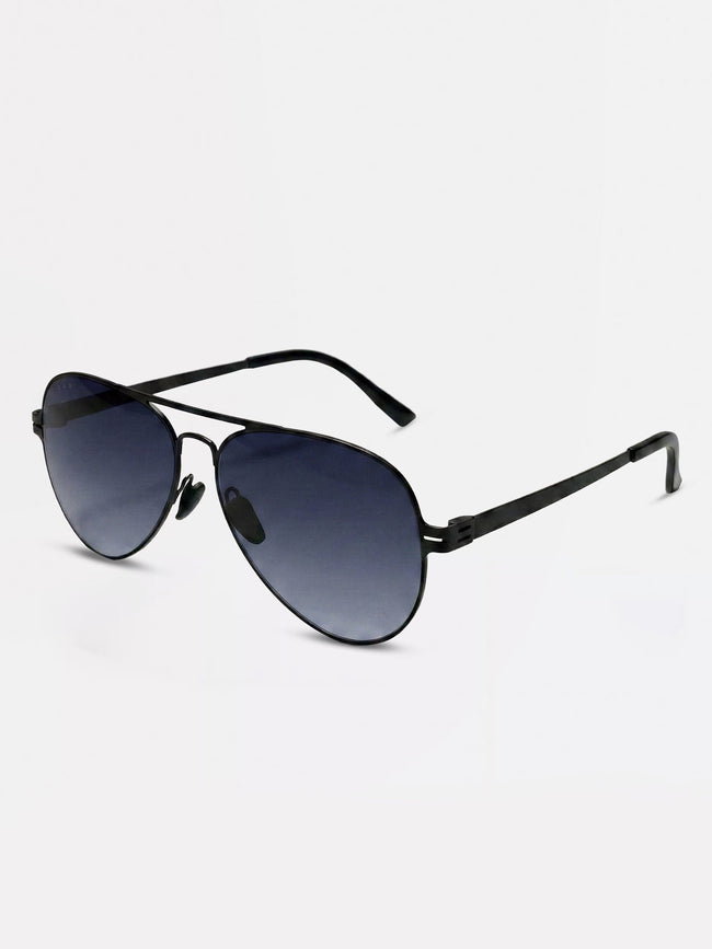 Men Classic Aviator Sunglasses with Gunmetal Black Frame and Purple Gradient Lenses