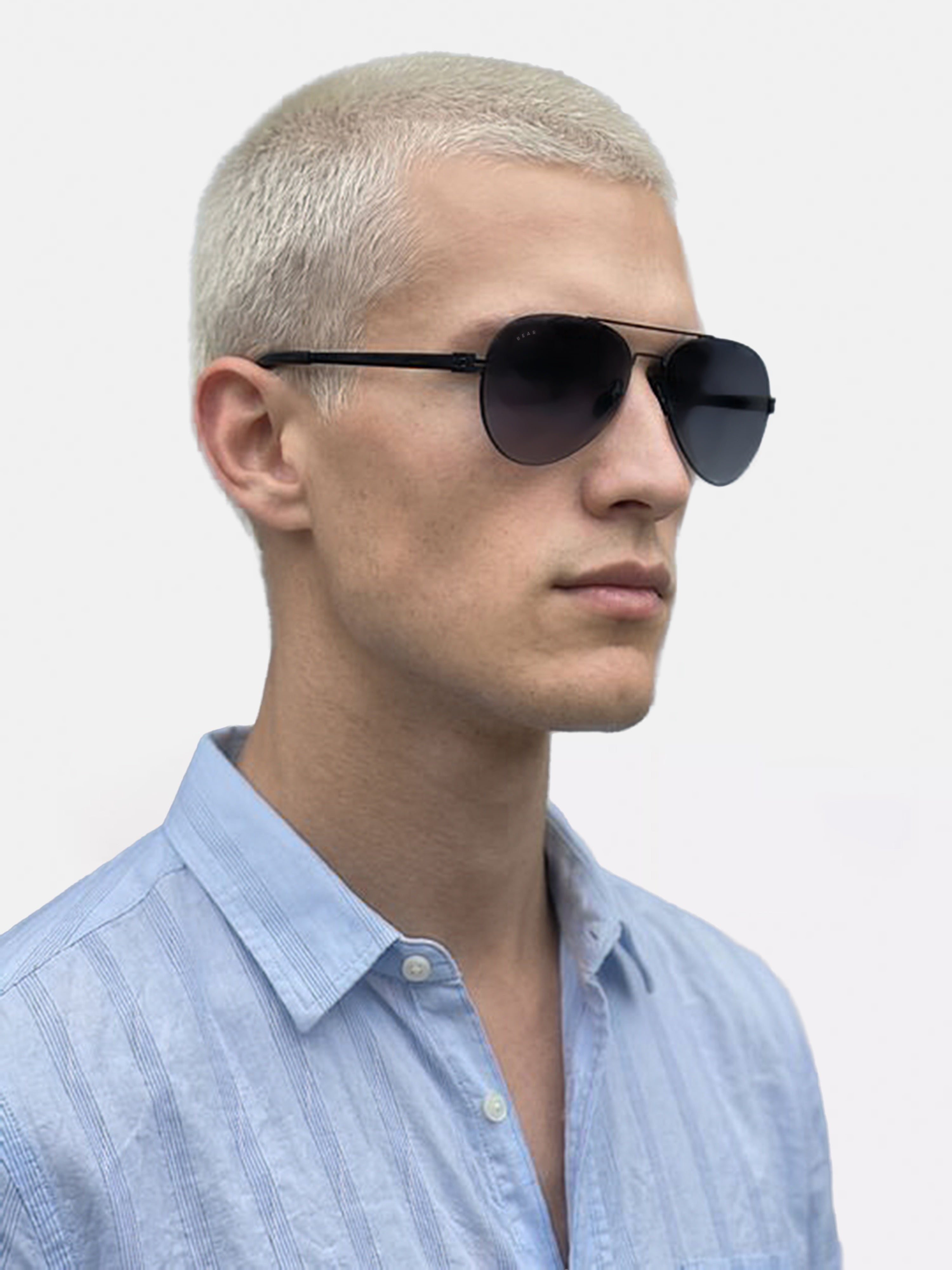 Men Classic Aviator Sunglasses with Gunmetal Black Frame and Purple Gradient Lenses