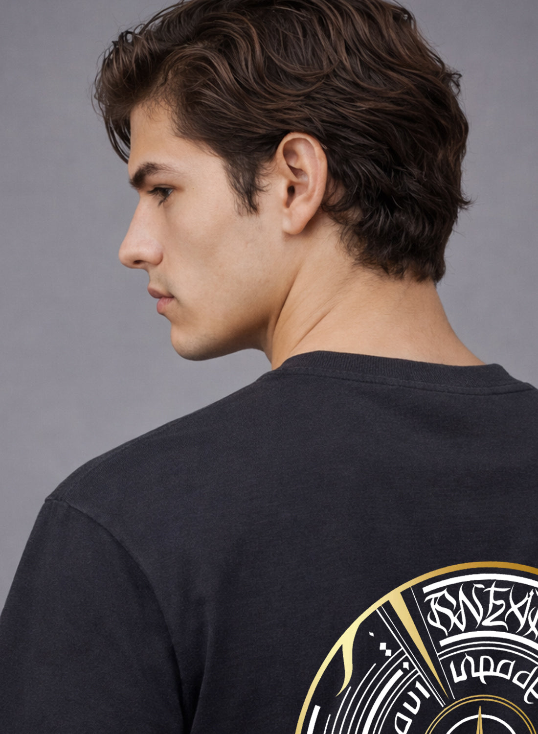 Men Oversize Fit Back Printed T-Shirt