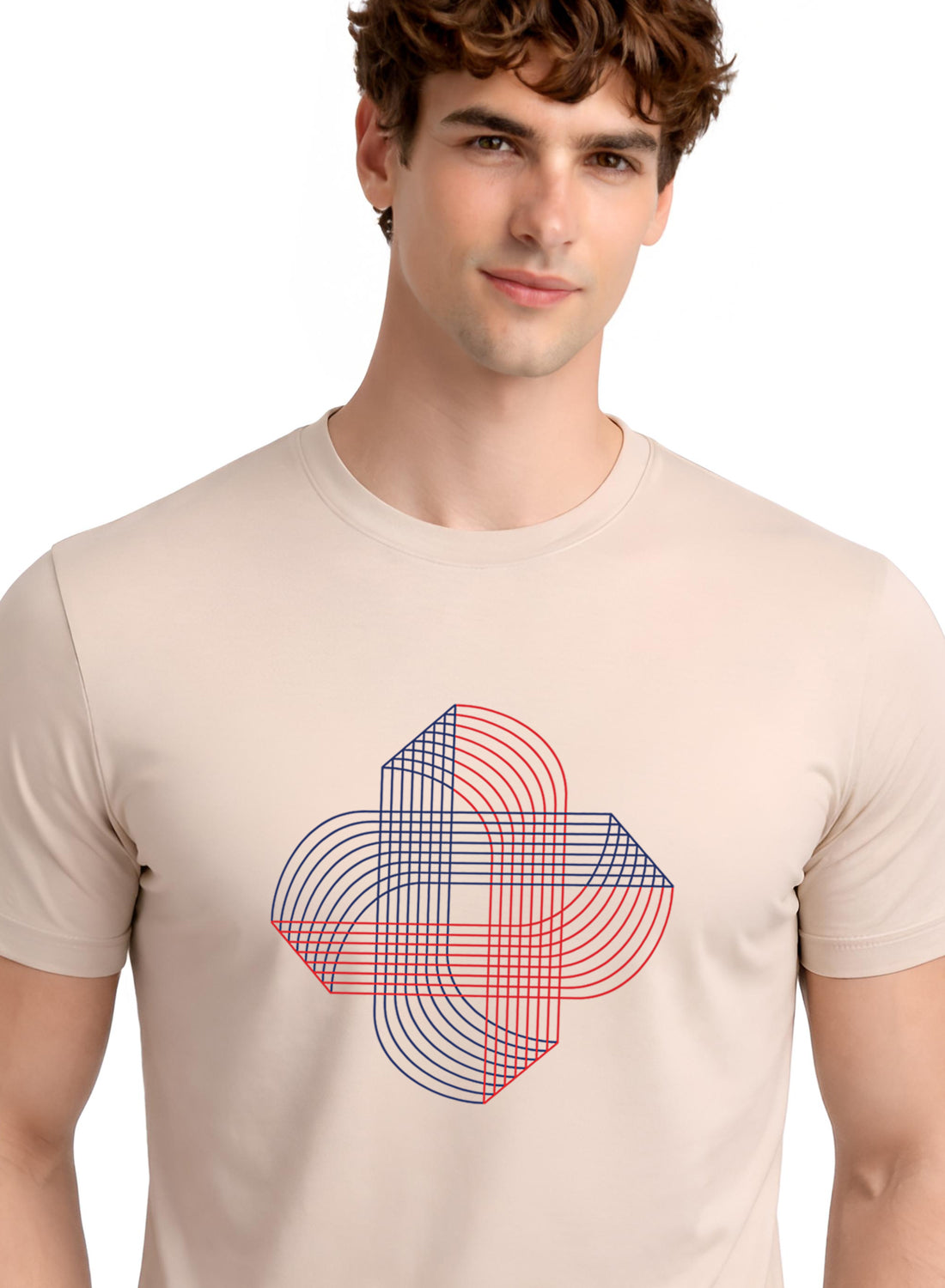 Men Beige Cotton Printed T-Shirt