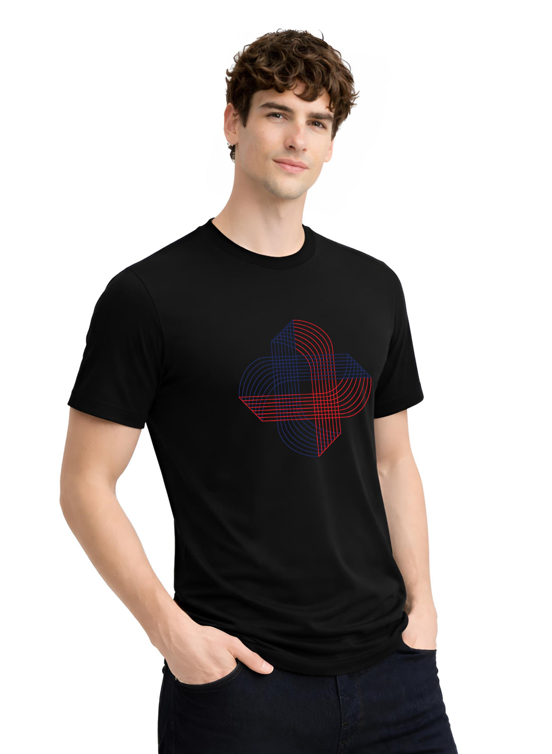 Men Black Cotton Printed T-Shirt