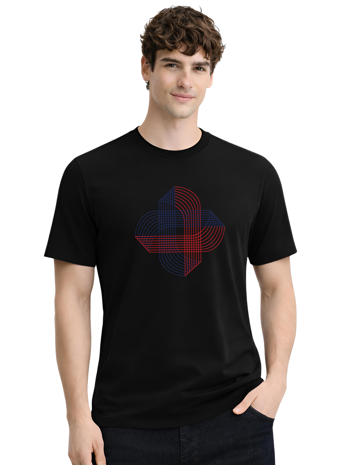 Men Black Cotton Printed T-Shirt