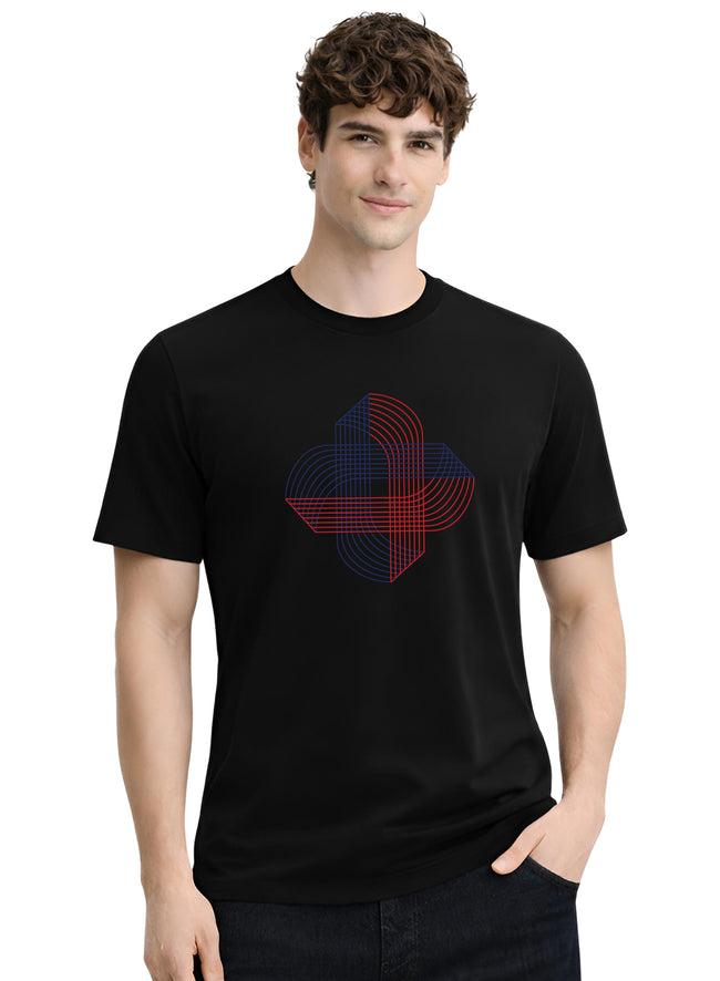 Men Black Cotton Printed T-Shirt