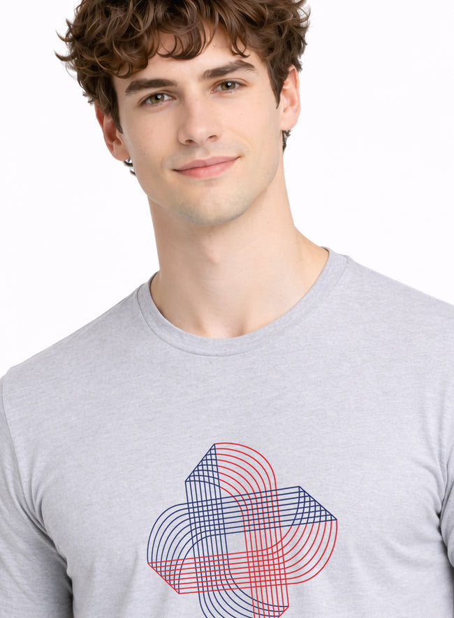 Men Grey Cotton Printed T-Shirt