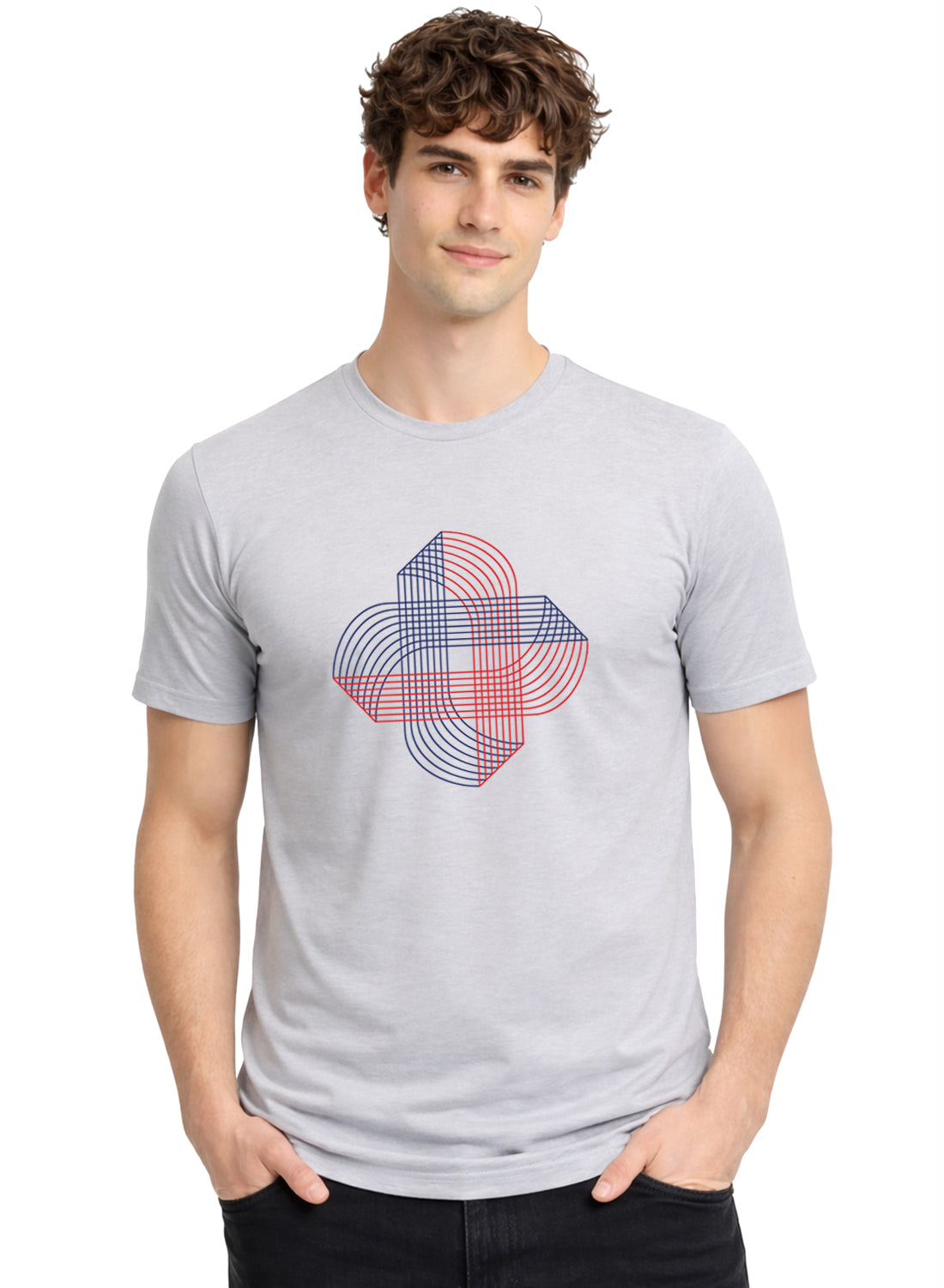 Men Grey Cotton Printed T-Shirt