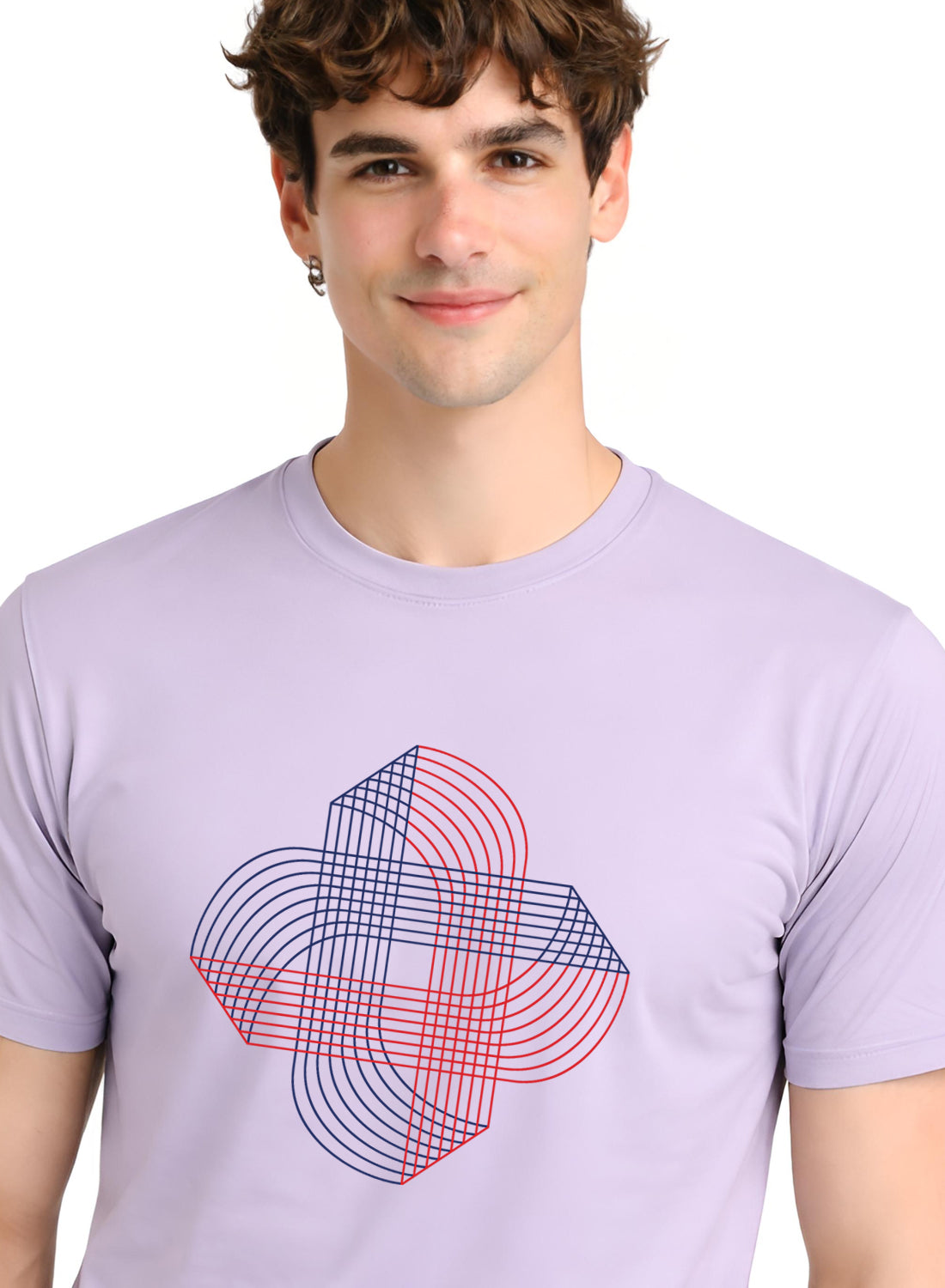 Men Lilac Cotton Printed T-Shirt