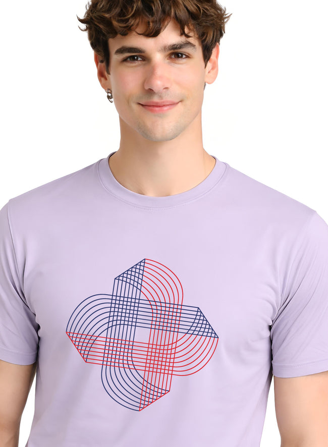 Men Lilac Cotton Printed T-Shirt