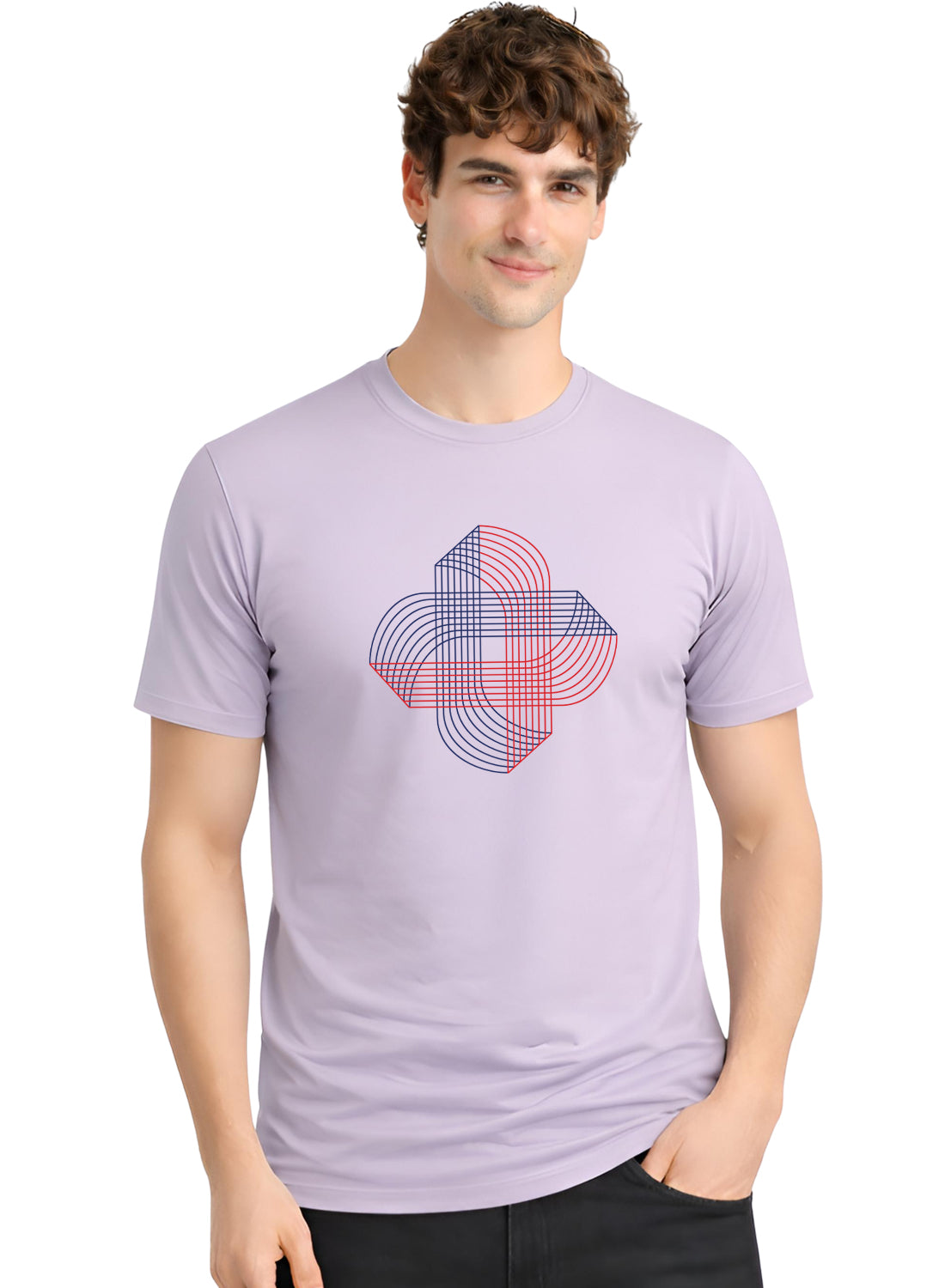 Men Lilac Cotton Printed T-Shirt