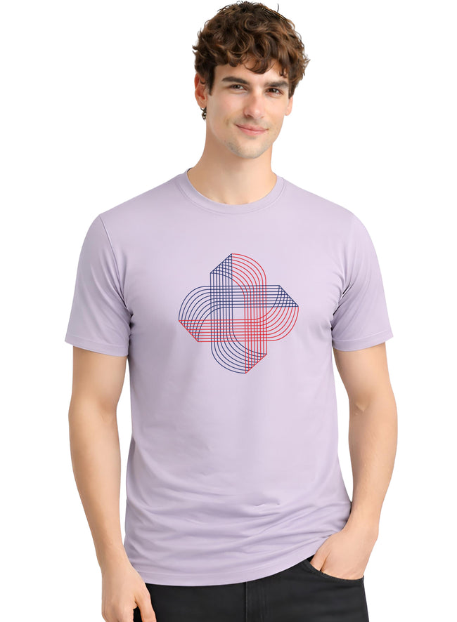 Men Lilac Cotton Printed T-Shirt