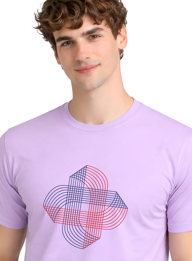 Men Lavender Cotton Printed T-Shirt