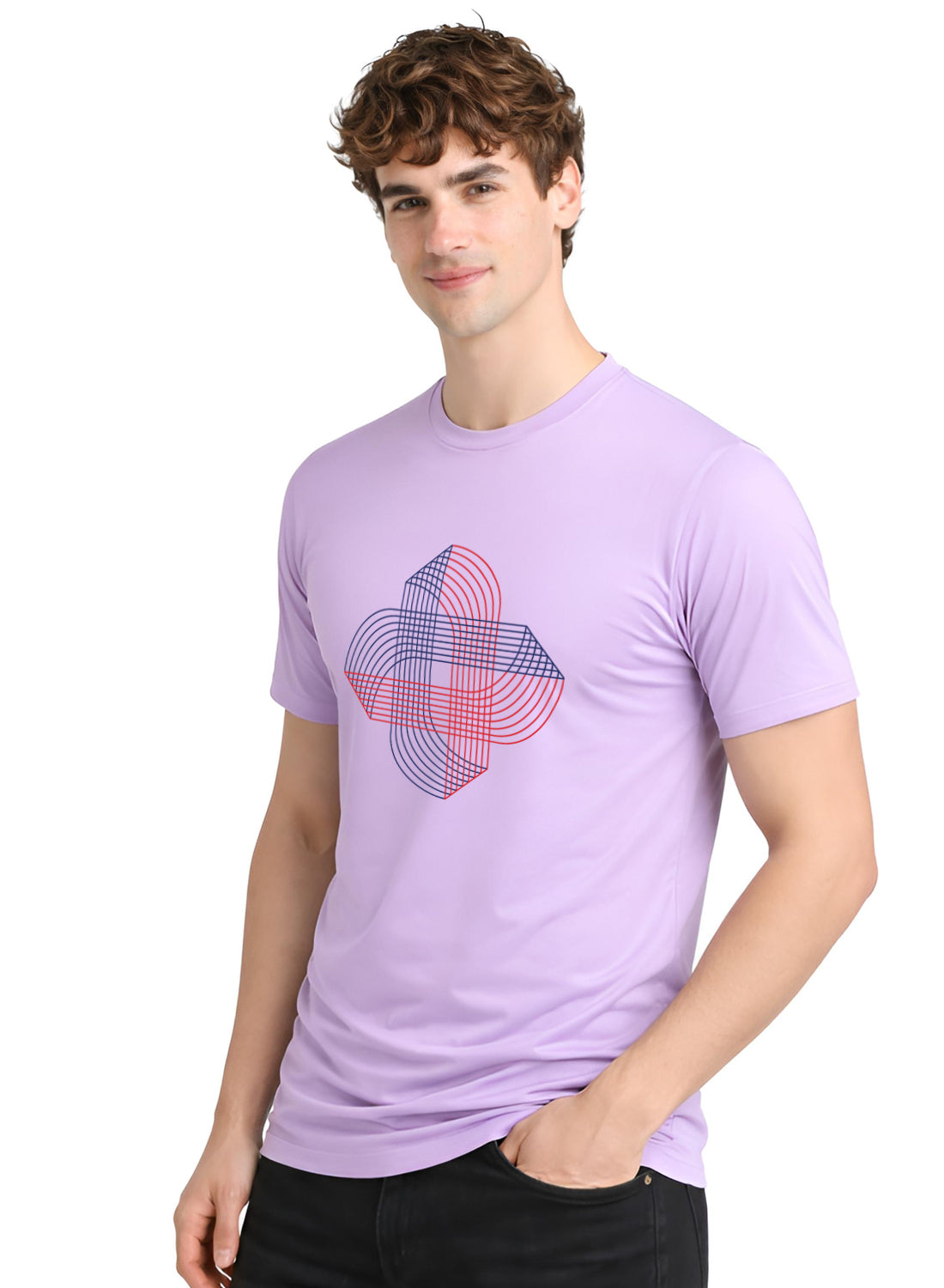 Men Lavender Cotton Printed T-Shirt