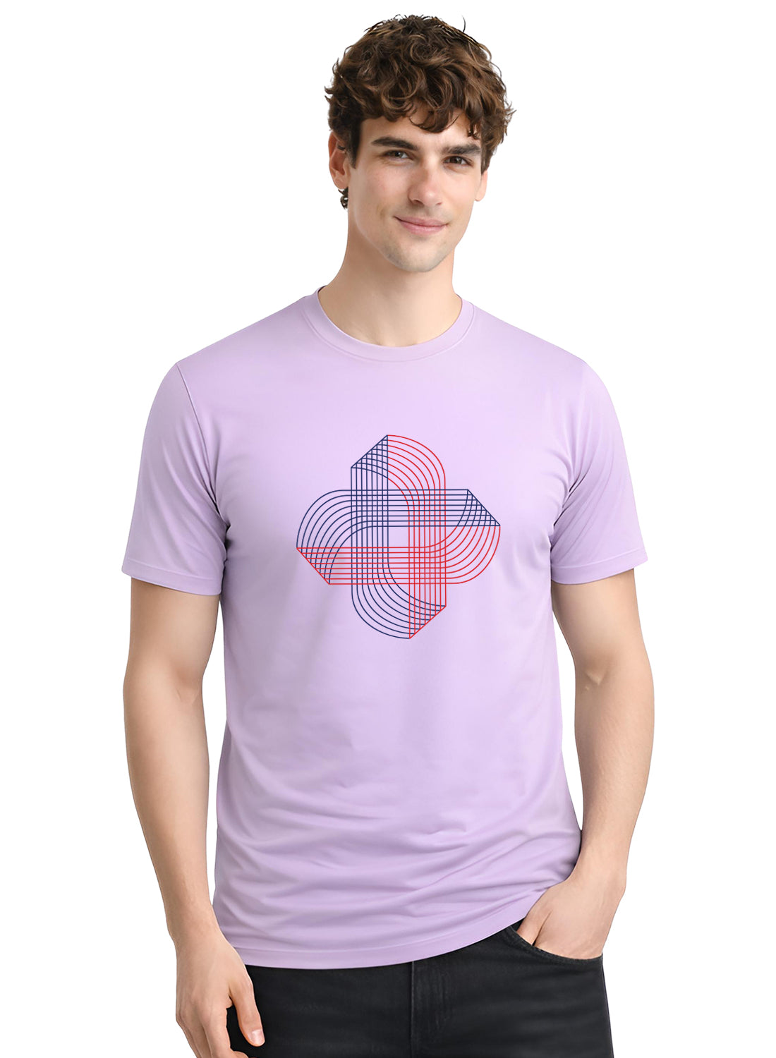Men Lavender Cotton Printed T-Shirt