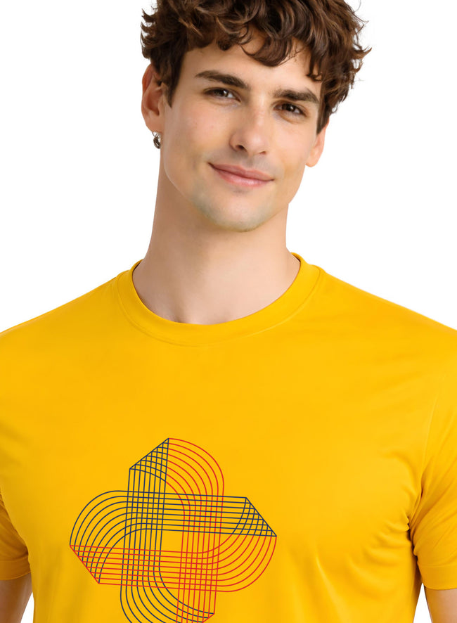 Men Mustard Cotton Printed T-Shirt