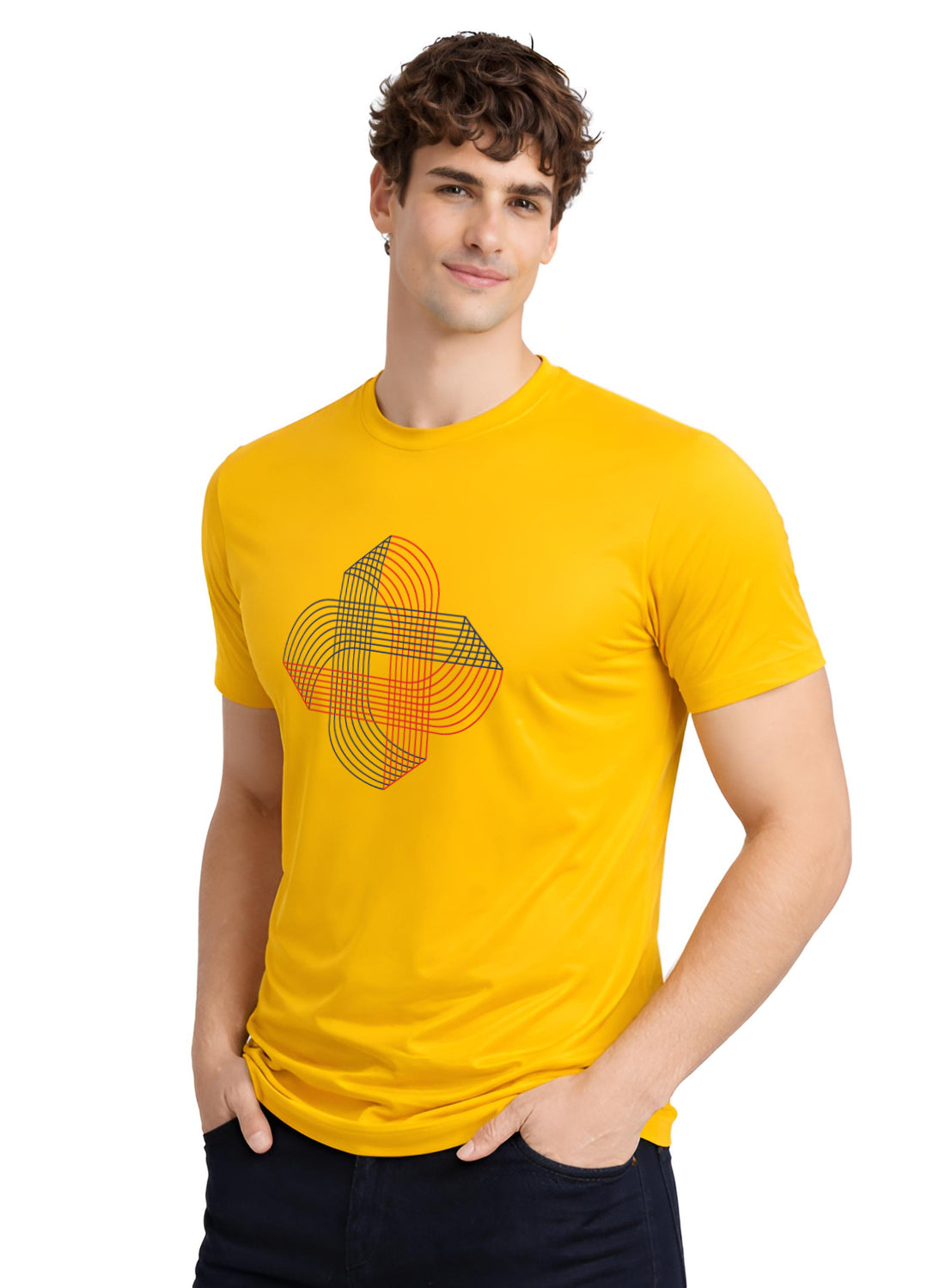Men Mustard Cotton Printed T-Shirt