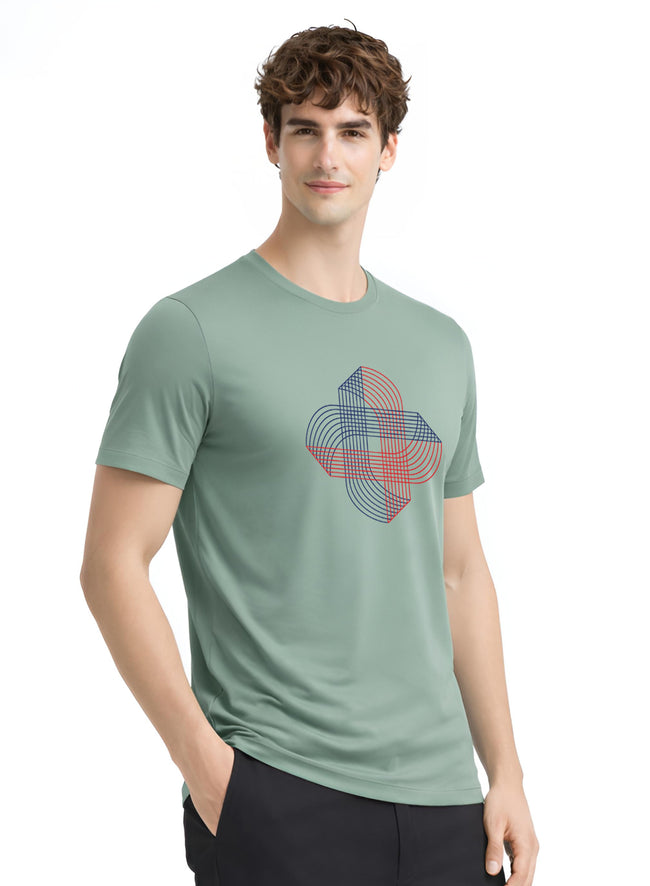 Men Green Cotton Printed T-Shirt