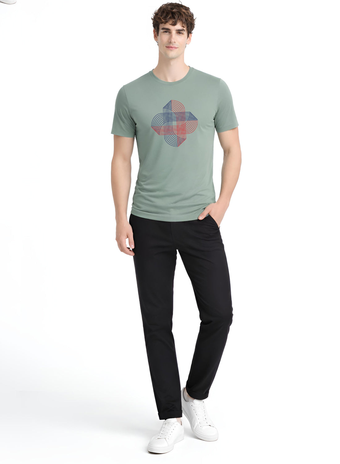 Men Green Cotton Printed T-Shirt