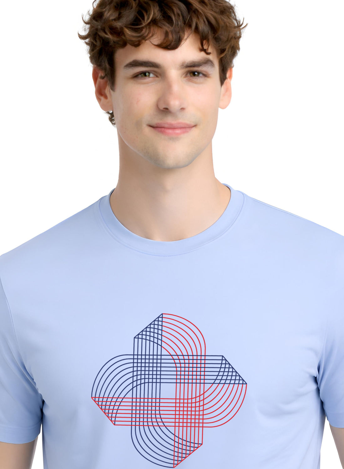 Men Blue Cotton Printed T-Shirt